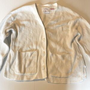 Zara Long sleeve button front Sweater Cardigan with pockets 100% cotton 18-24mo
